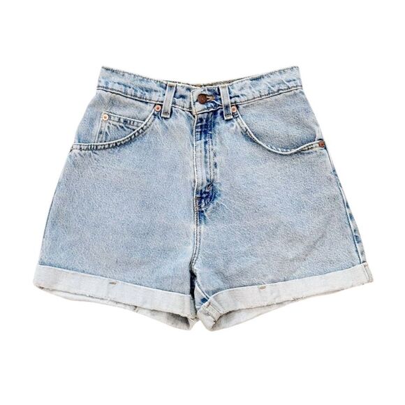 RARE VINTAGE LEVI’S Light Wash High Rise Orange Tab Denim Shorts - Picture 2 of 3